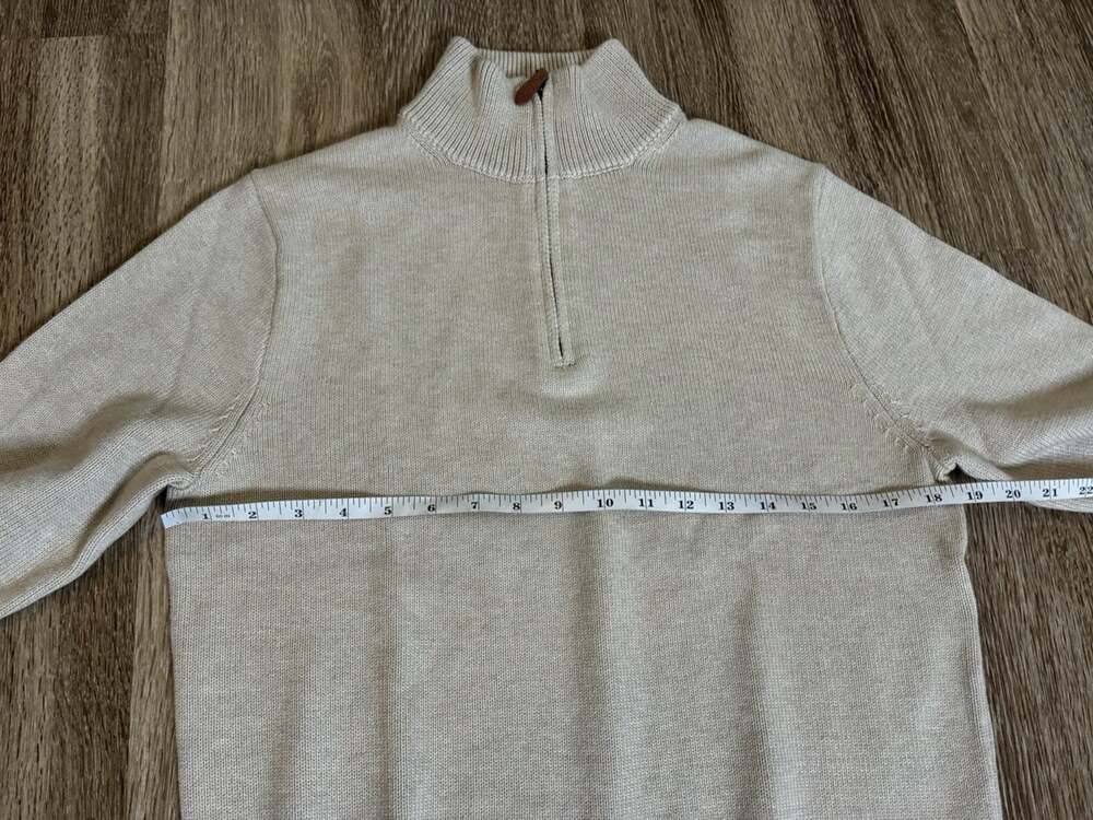 J Crew NWT Heritage Cotton Quarter Zip Sweater in Heather Sand Men's Small - Picture 5 of 8
